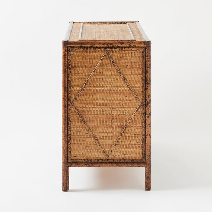 Vintage Bamboo and Grasscloth Chest, circa 1970
