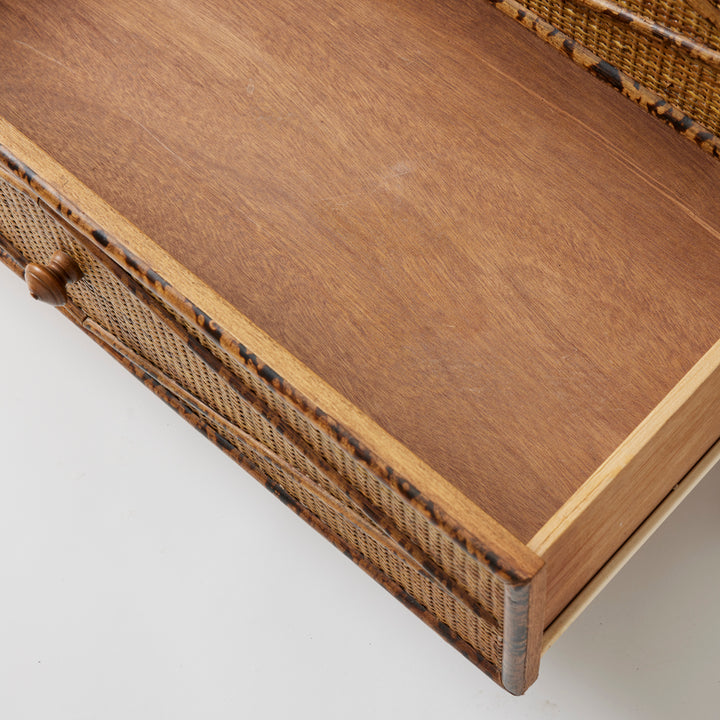 Vintage Bamboo and Grasscloth Chest, circa 1970