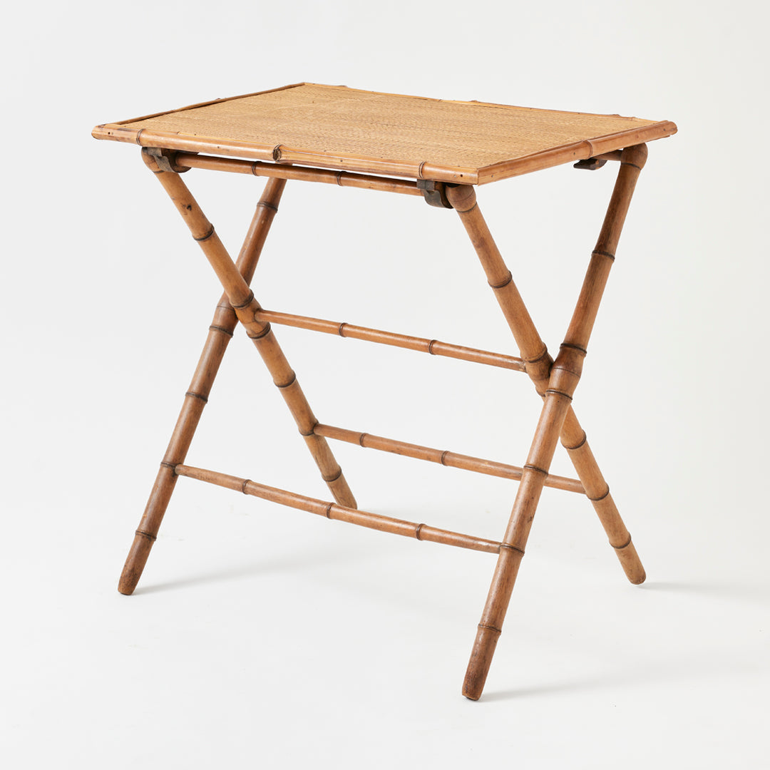Antique English Bamboo Folding Side Table