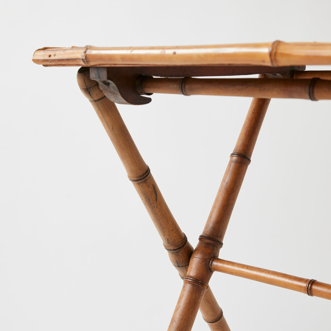 Antique English Bamboo Folding Side Table