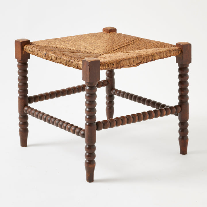 Pair of Vintage Stools with Rush Seats