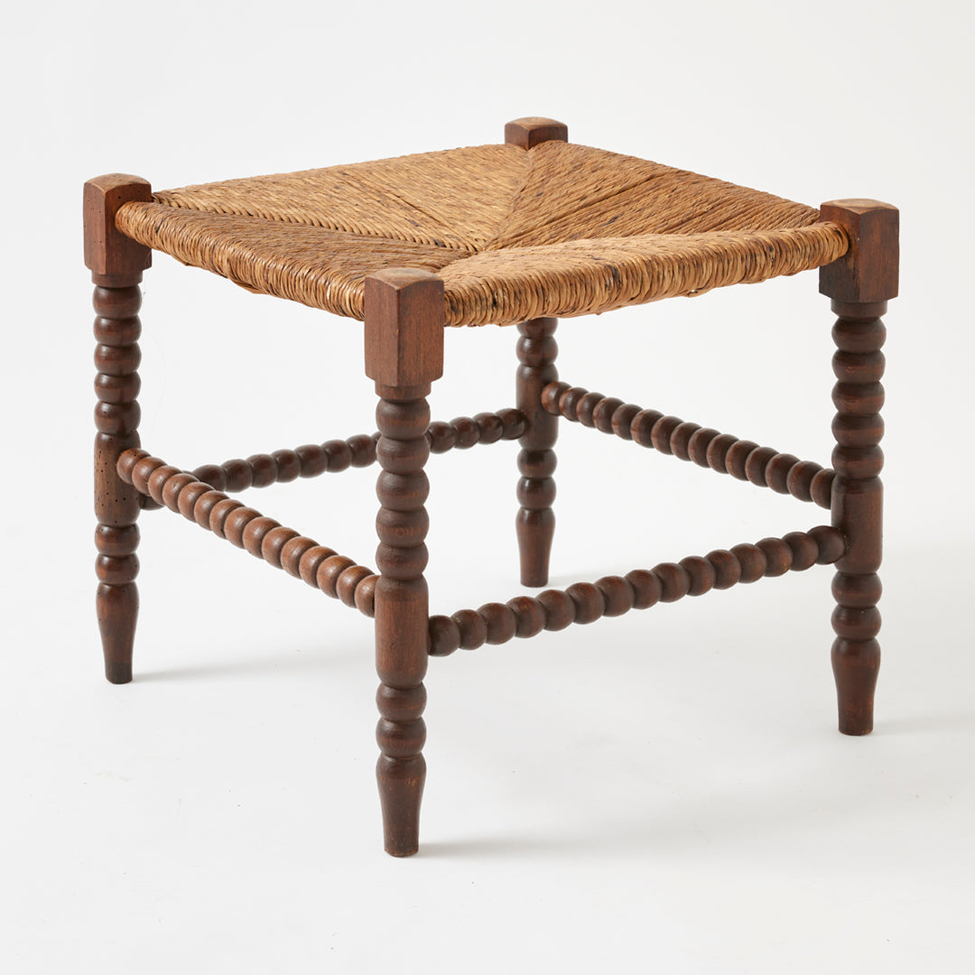 Pair of Vintage Stools with Rush Seats
