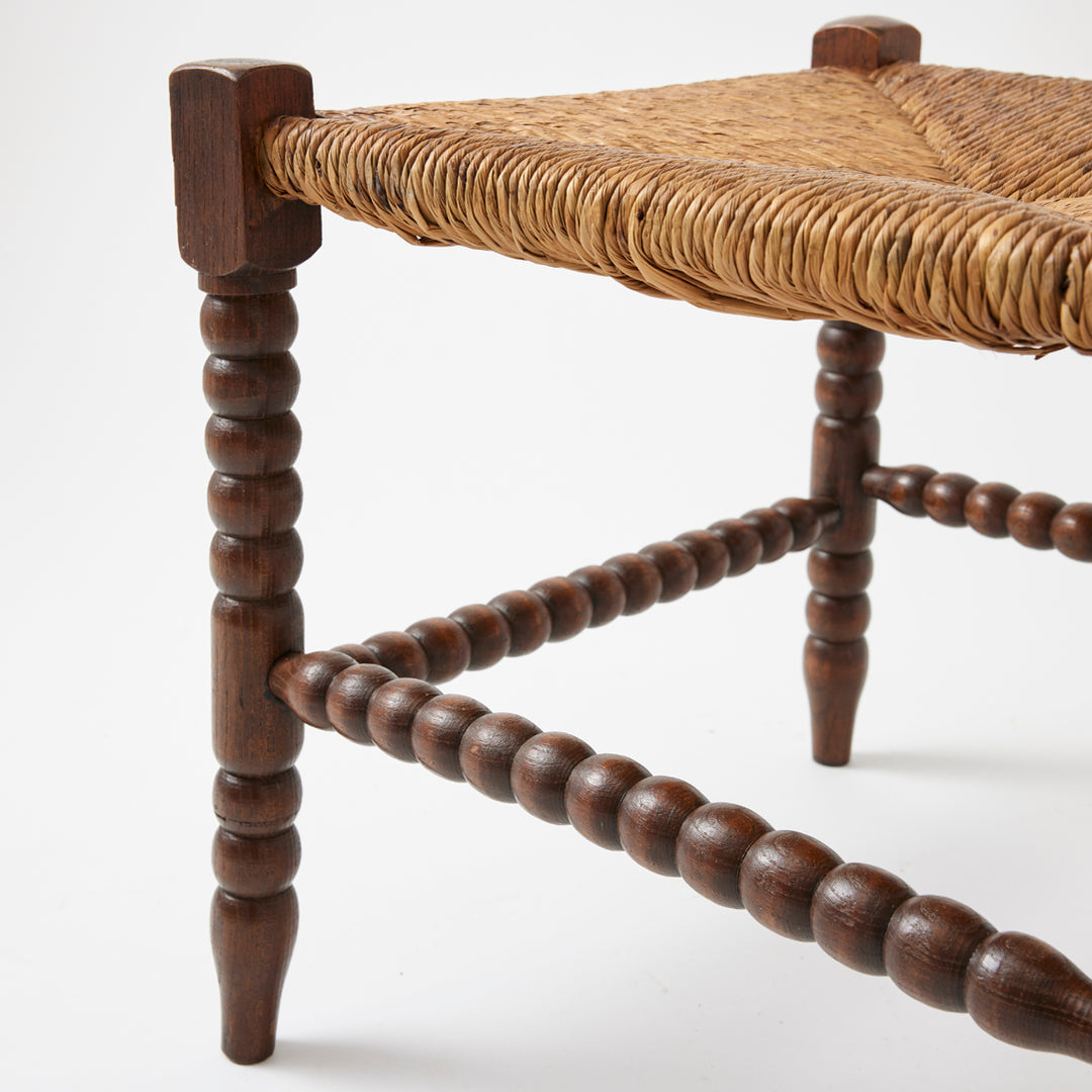 Pair of Vintage Stools with Rush Seats