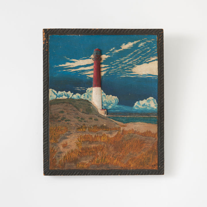 Vintage Lighthouse Relief Painting