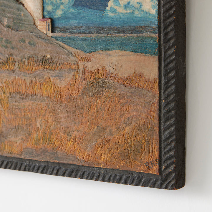 Vintage Lighthouse Relief Painting