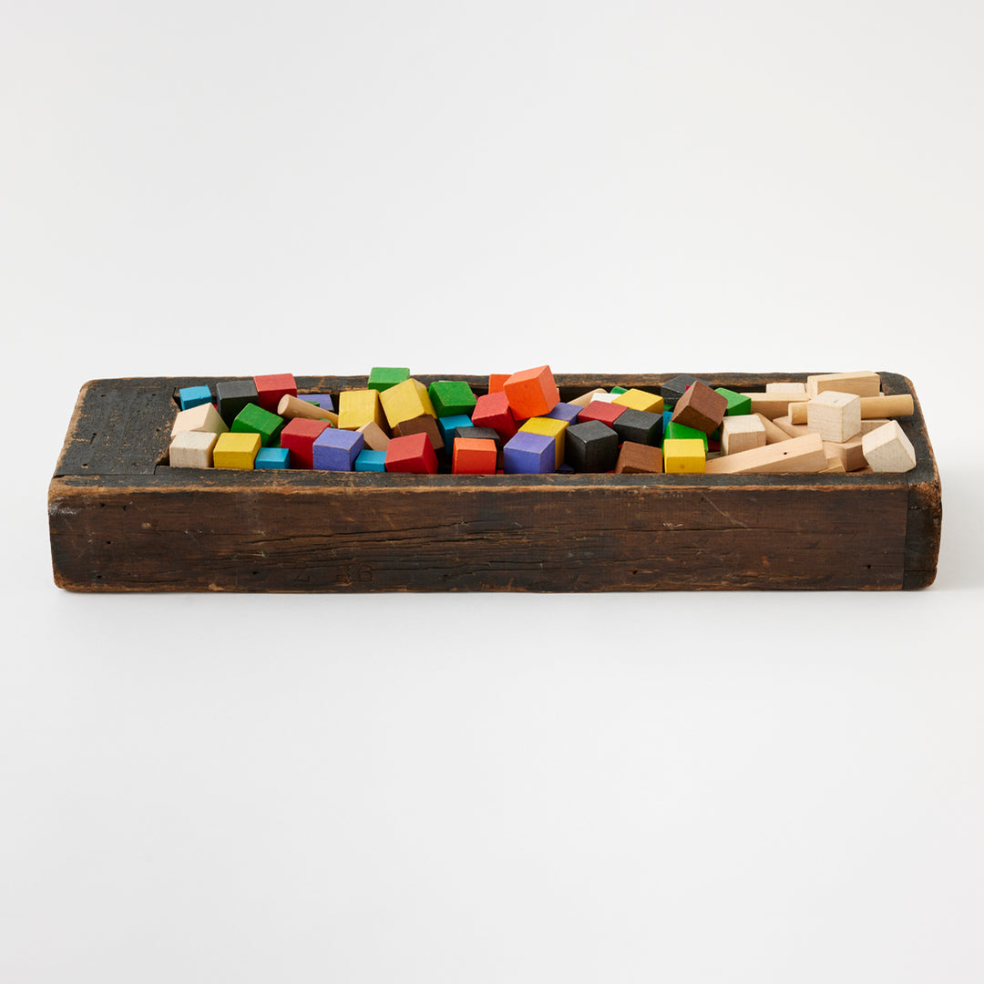 Set of Vintage Blocks in Wooden Trough