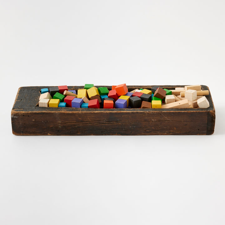Set of Vintage Blocks in Wooden Trough
