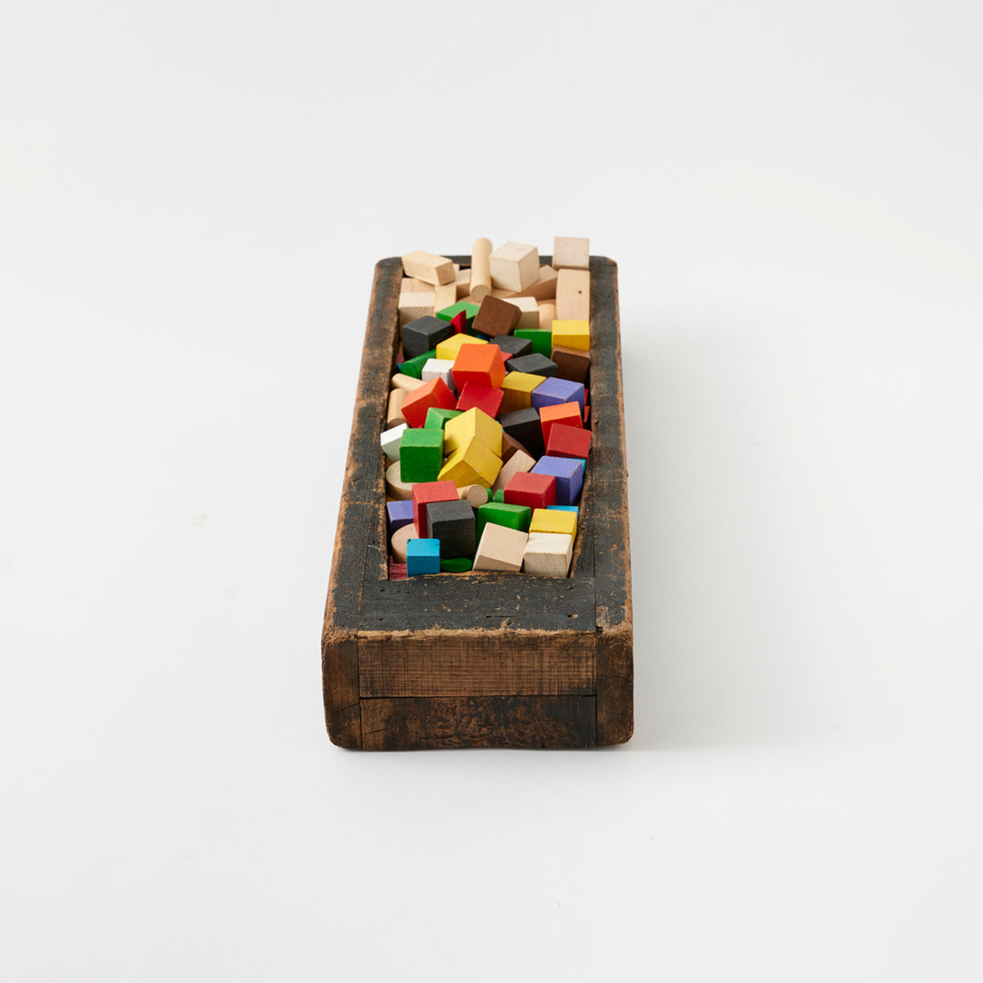 Set of Vintage Blocks in Wooden Trough