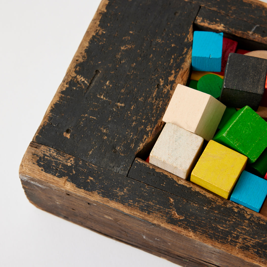 Set of Vintage Blocks in Wooden Trough