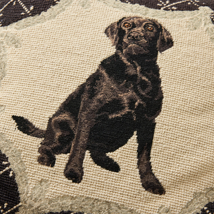 Vintage Chocolate Lab Needlepoint Pillow