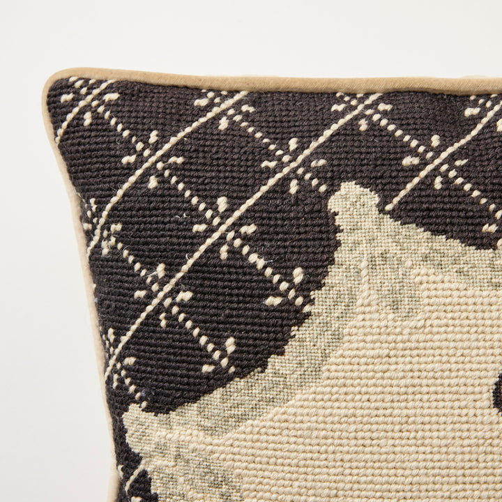 Vintage Chocolate Lab Needlepoint Pillow