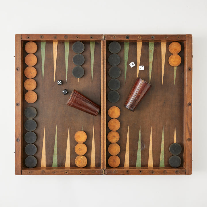 Antique Backgammon and Chess Set, circa 1900