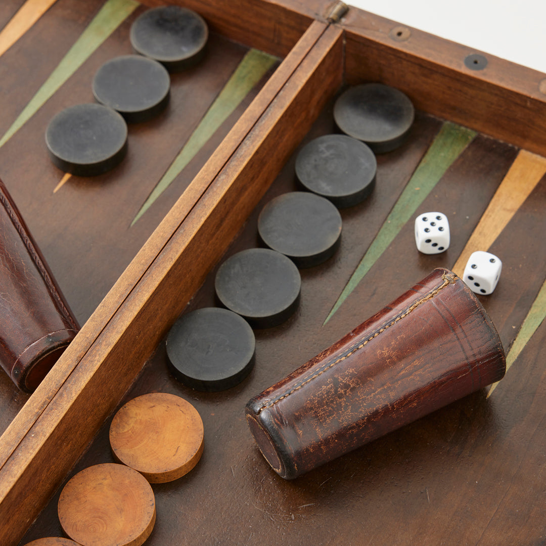 Antique Backgammon and Chess Set, circa 1900
