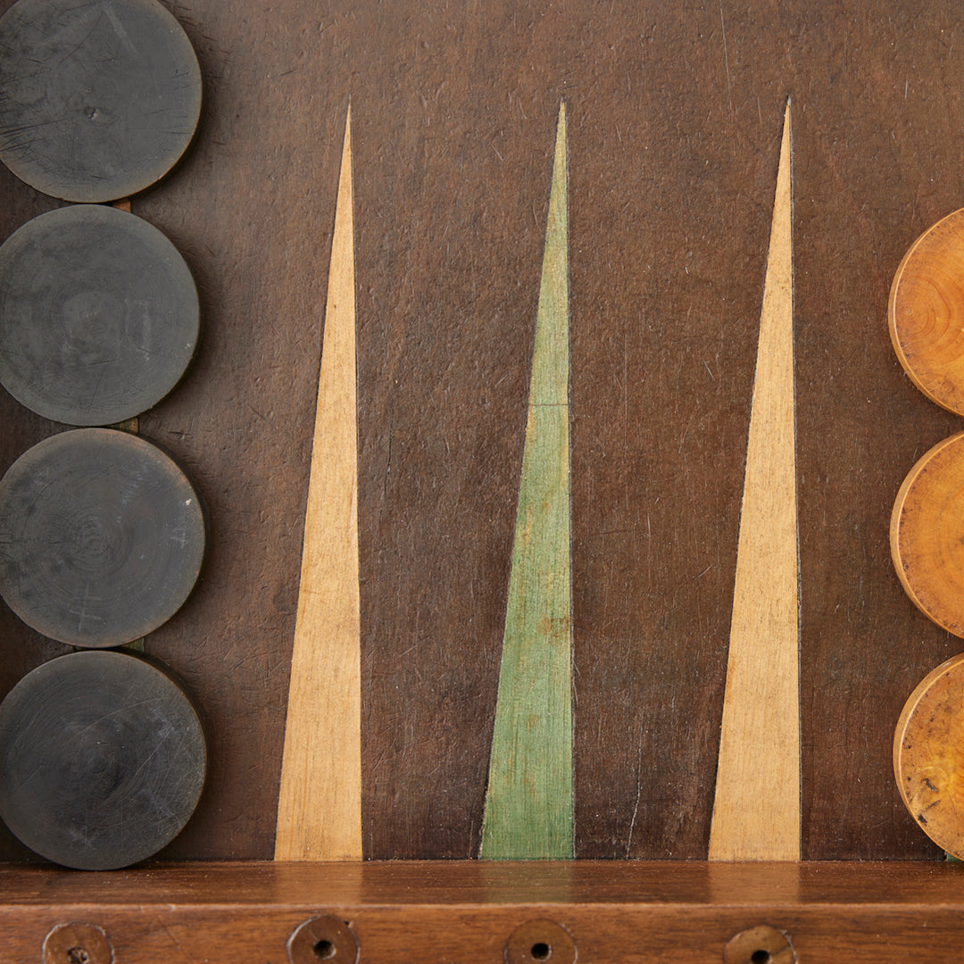 Antique Backgammon and Chess Set, circa 1900