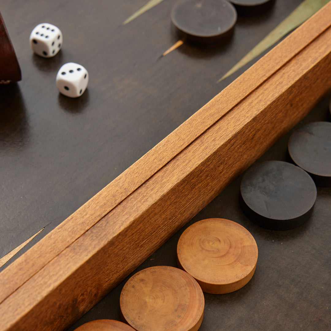 Early 20th Century Marquetry Backgammon and Chess Set