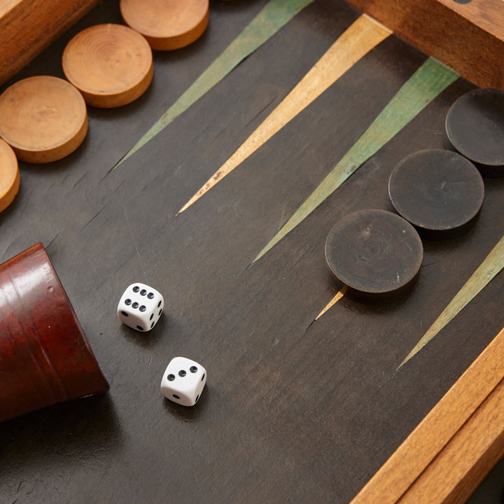 Early 20th Century Marquetry Backgammon and Chess Set