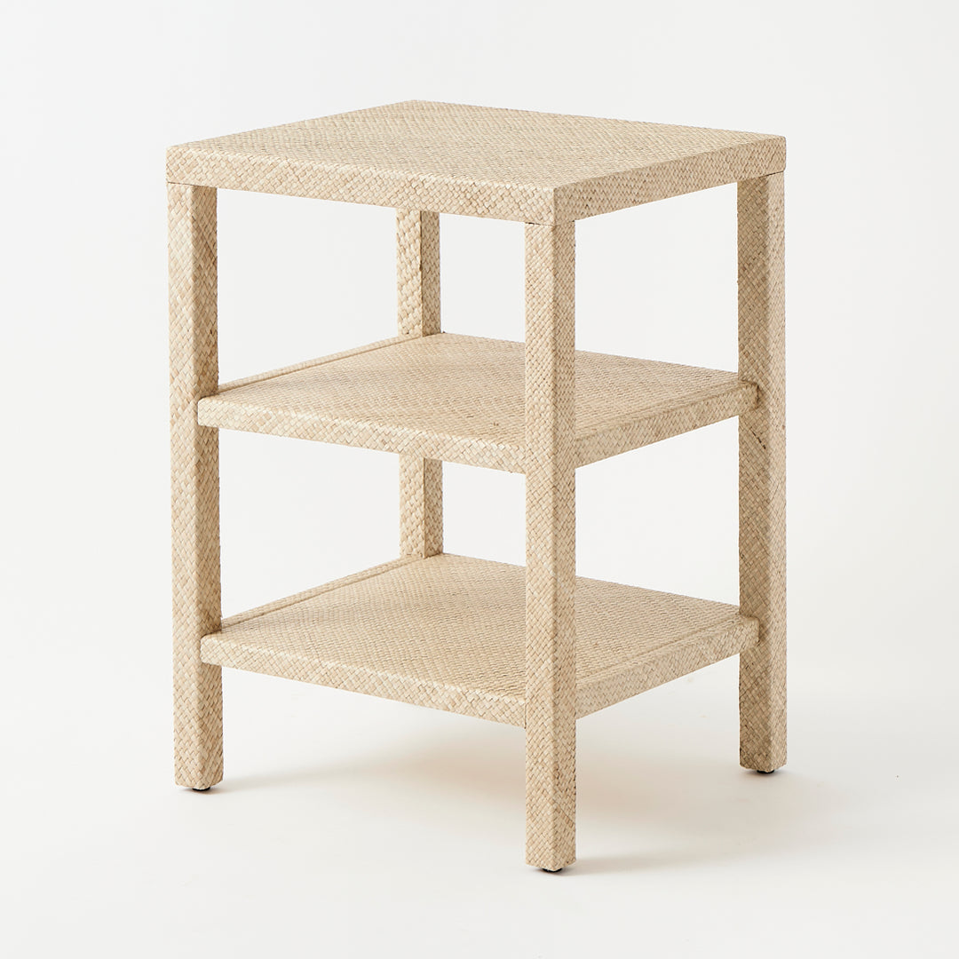 Vintage Grasscloth Tiered Table