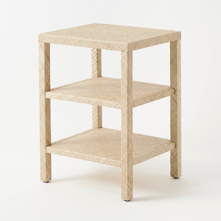 Vintage Grasscloth Tiered Table