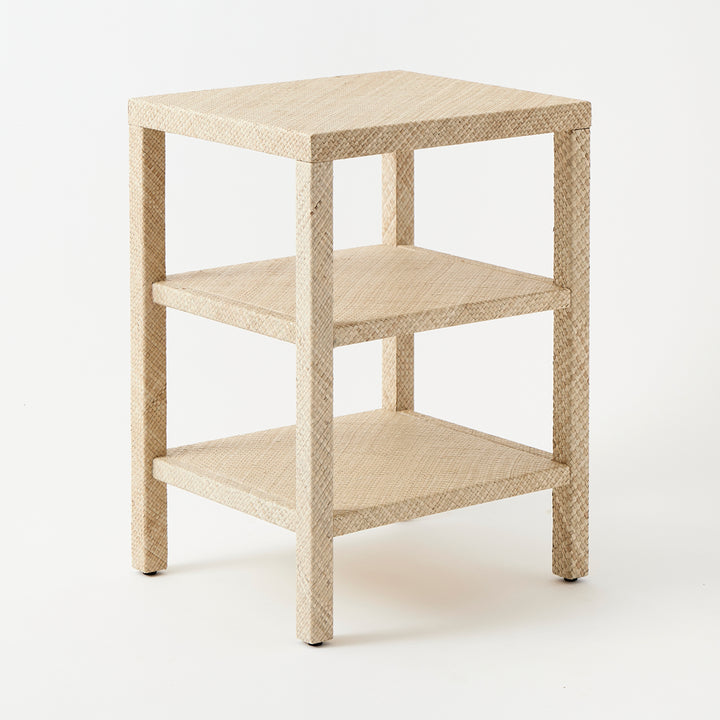 Vintage Grasscloth Tiered Table