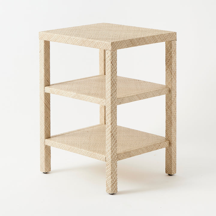 Vintage Grasscloth Tiered Table
