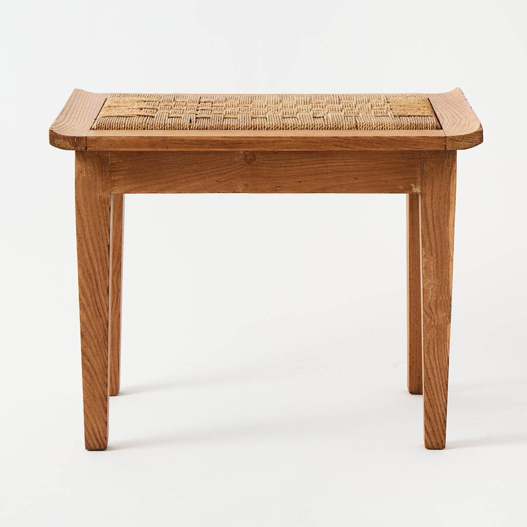 Vintage Pair of Cerused Oak Stools with Rope Seats