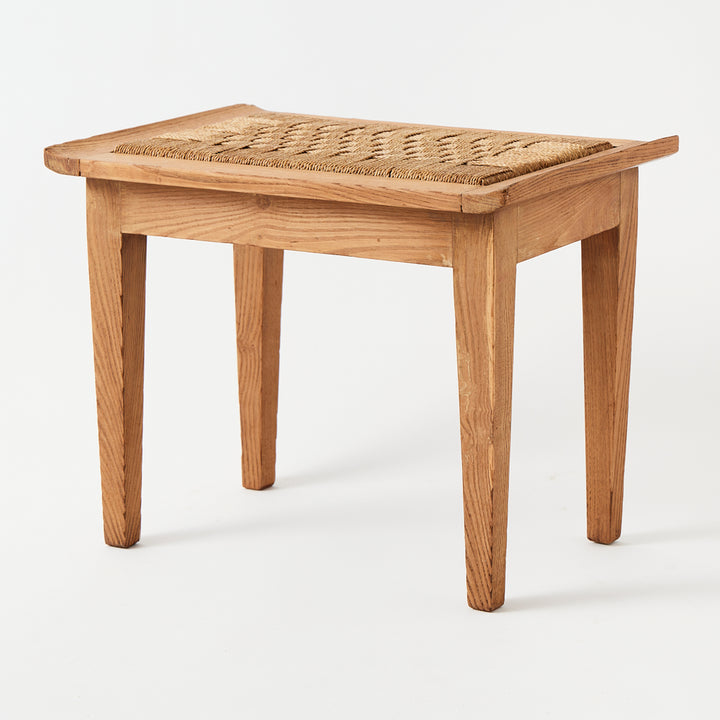 Vintage Pair of Cerused Oak Stools with Rope Seats