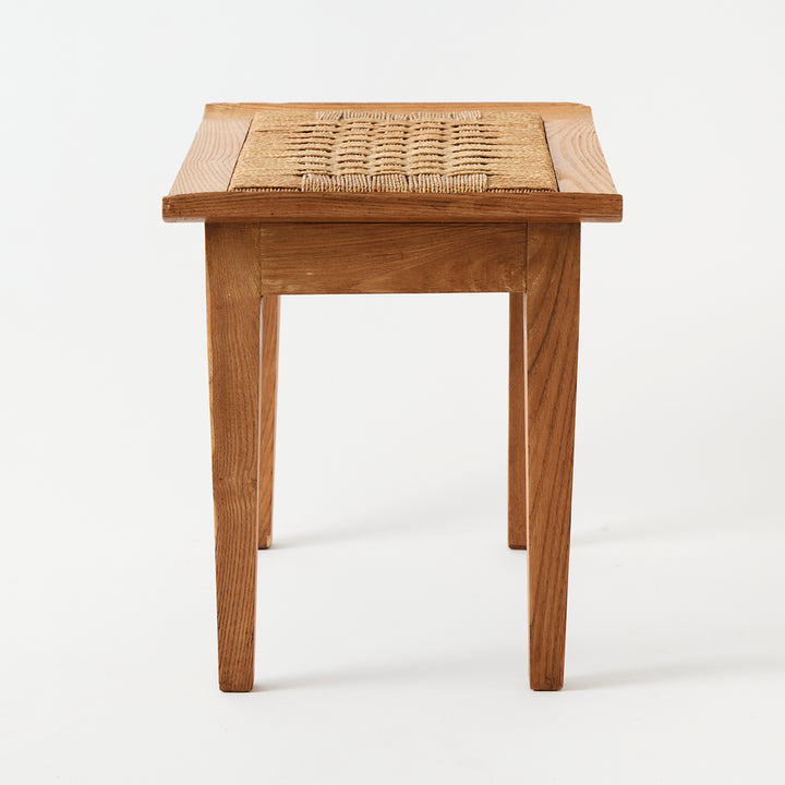 Vintage Pair of Cerused Oak Stools with Rope Seats