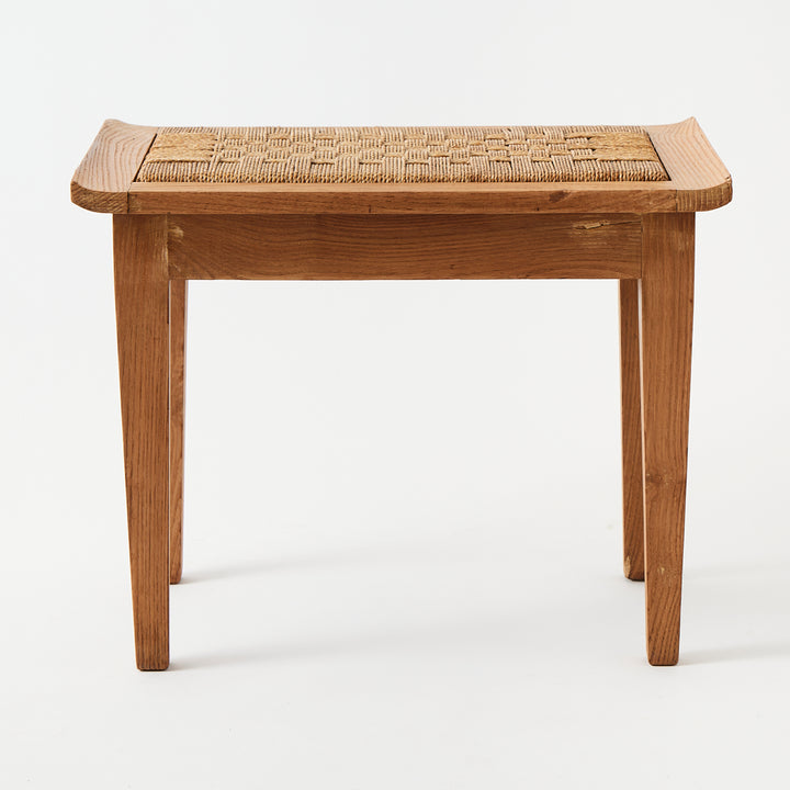 Vintage Pair of Cerused Oak Stools with Rope Seats