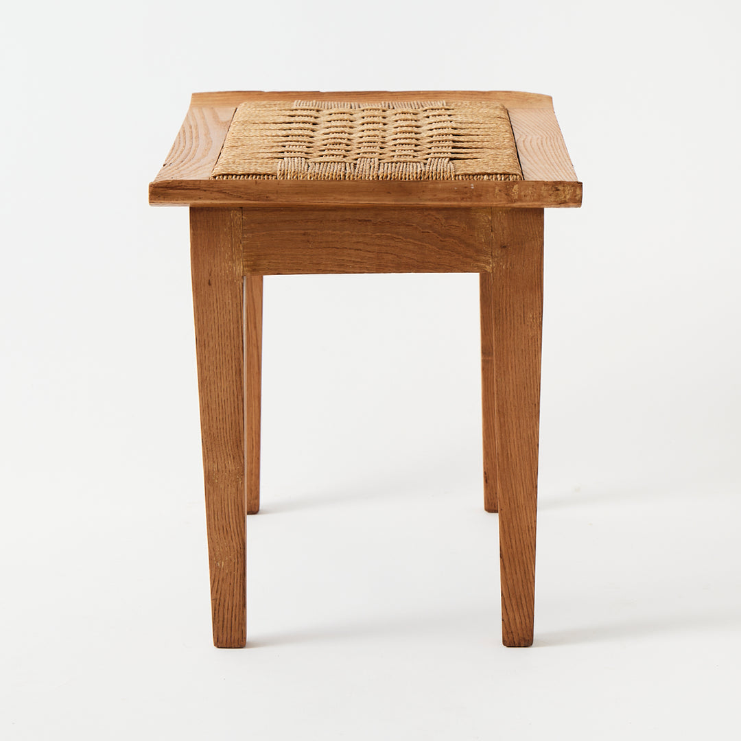 Vintage Pair of Cerused Oak Stools with Rope Seats