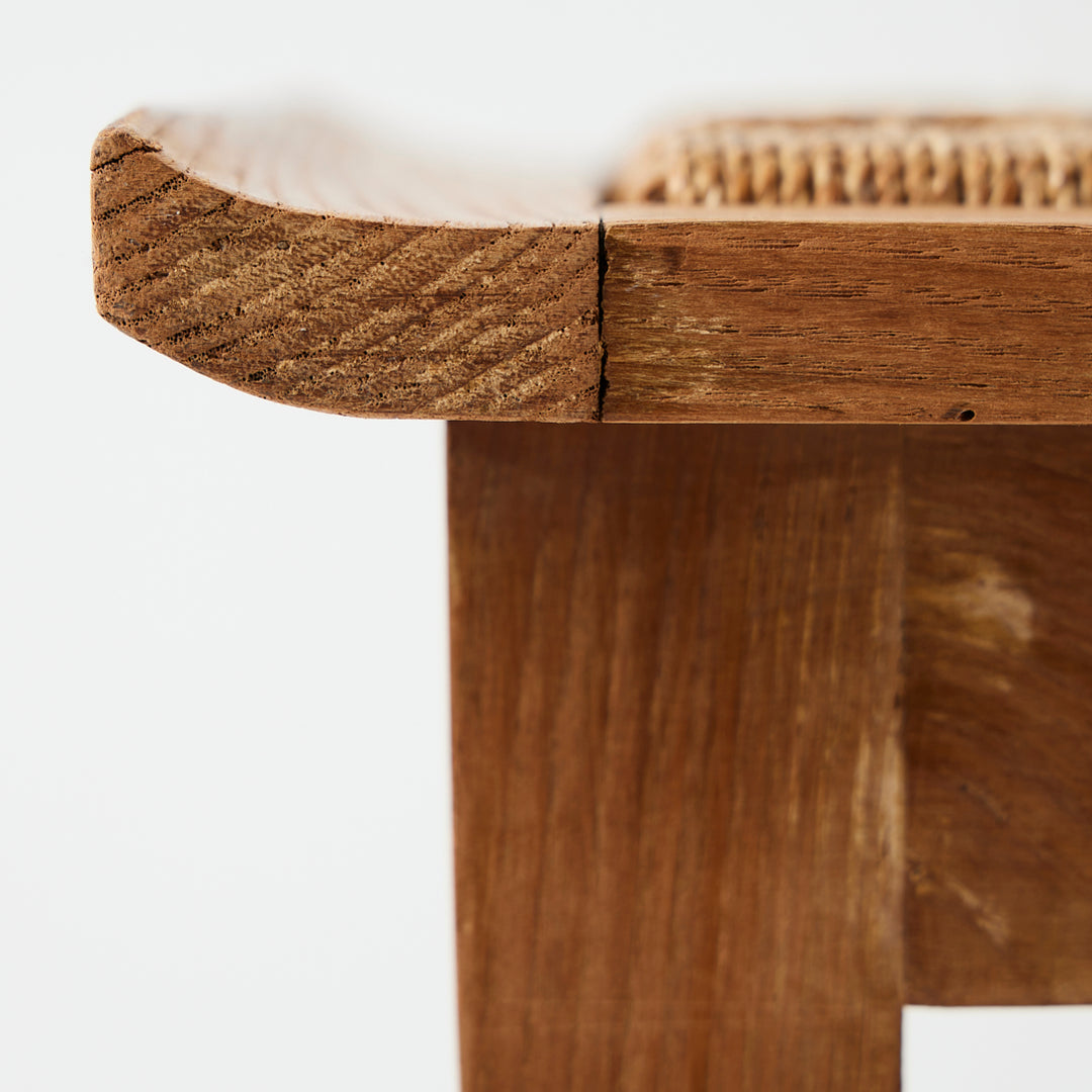 Vintage Pair of Cerused Oak Stools with Rope Seats