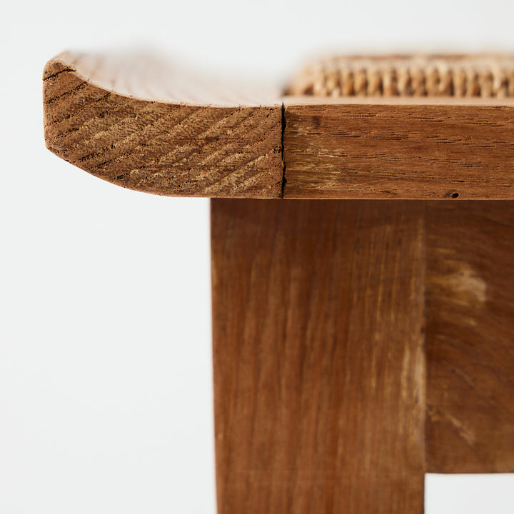 Vintage Pair of Cerused Oak Stools with Rope Seats