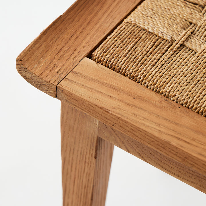 Vintage Pair of Cerused Oak Stools with Rope Seats