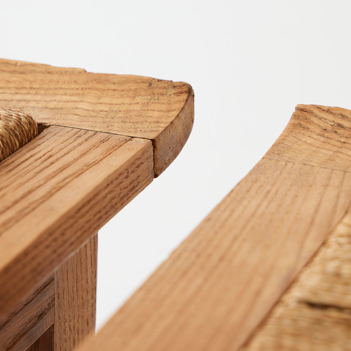 Vintage Pair of Cerused Oak Stools with Rope Seats