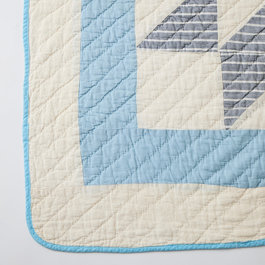 Vintage Blue and White Star Quilt, circa 1940