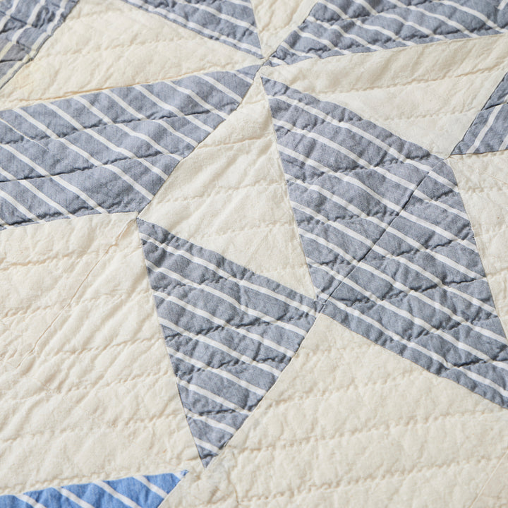 Vintage Blue and White Star Quilt, circa 1940
