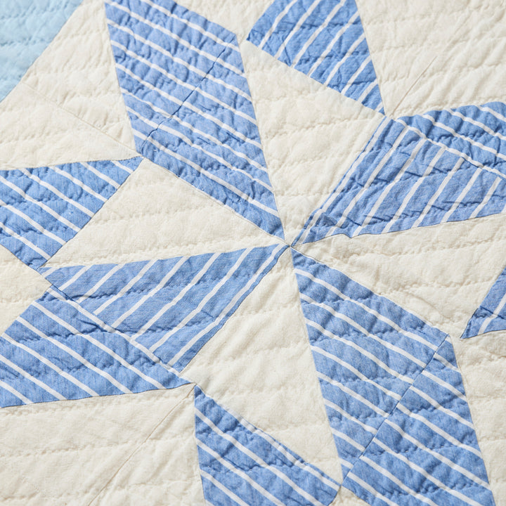 Vintage Blue and White Star Quilt, circa 1940