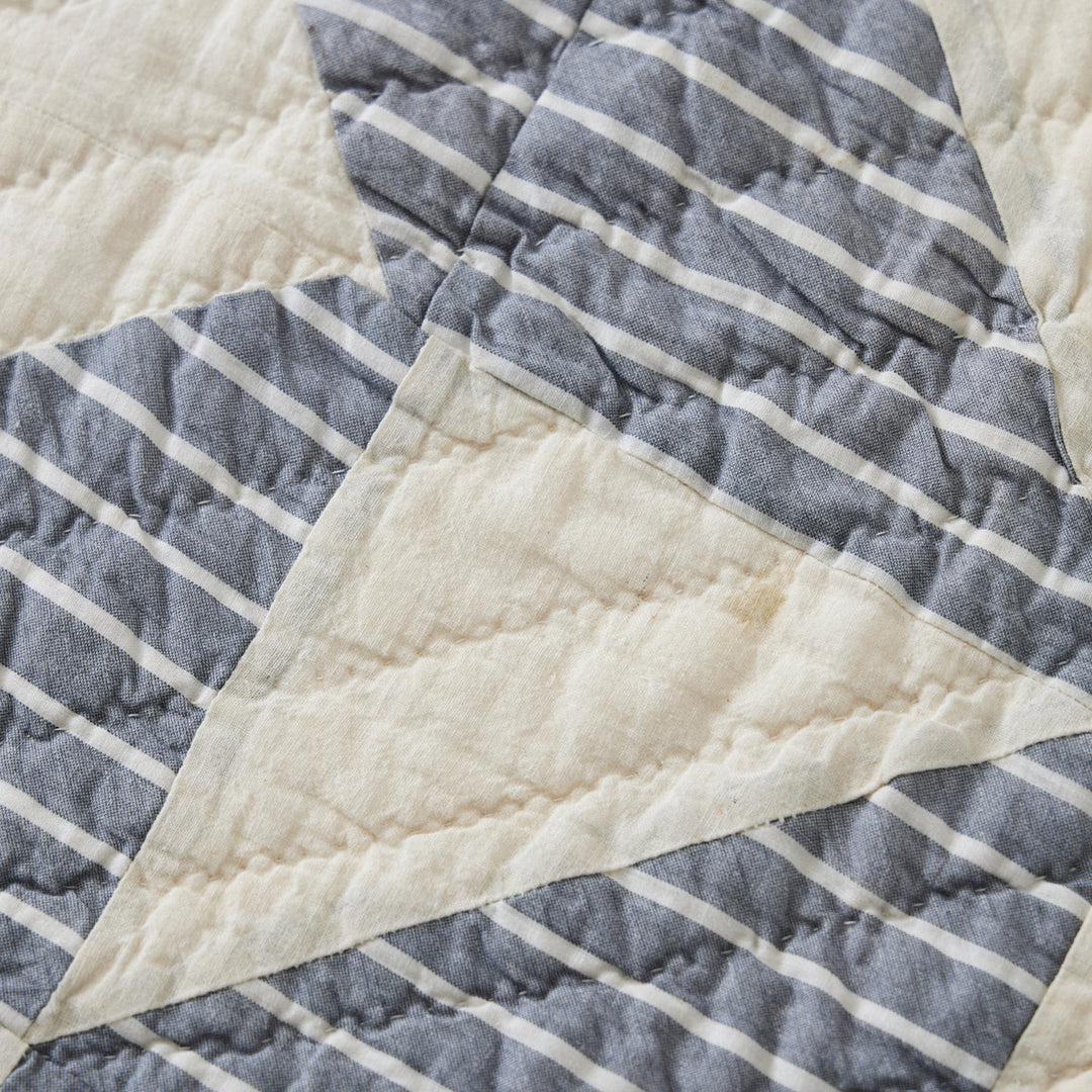 Vintage Blue and White Star Quilt, circa 1940