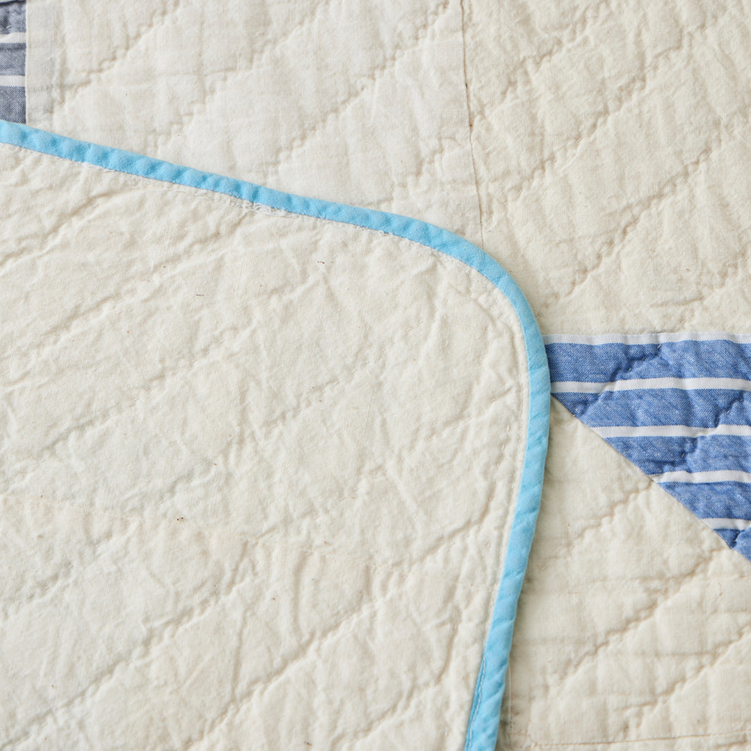 Vintage Blue and White Star Quilt, circa 1940