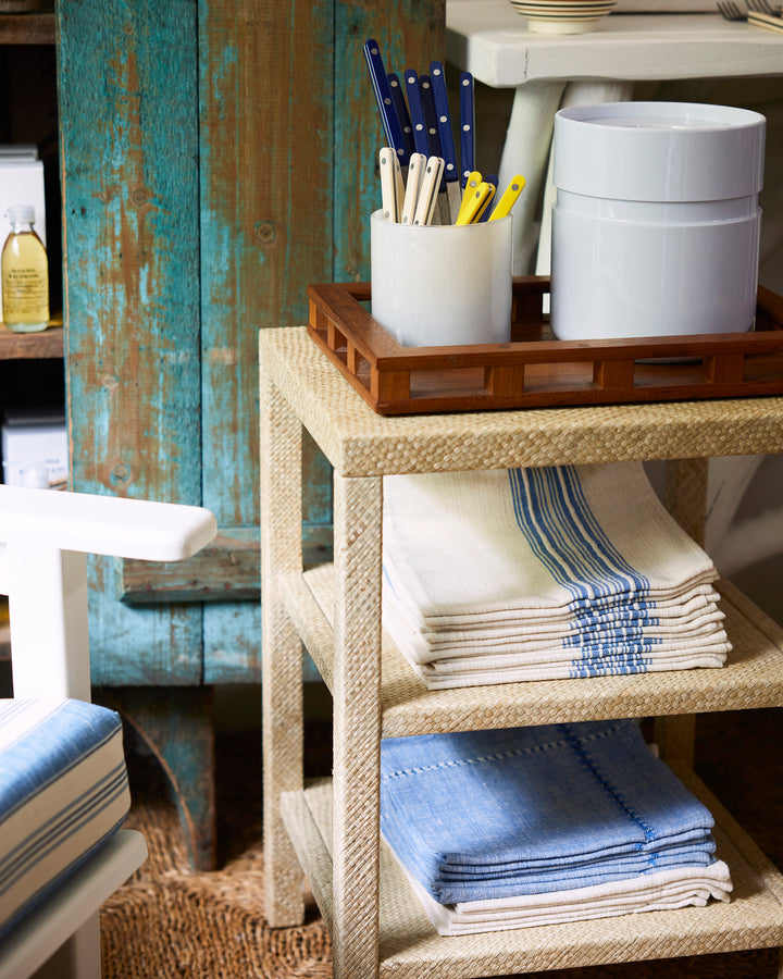 Vintage Grasscloth Tiered Table