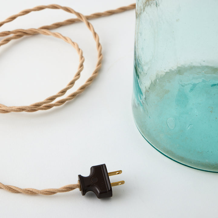 Antique Demijohn Lamp with Custom Raffia Shade