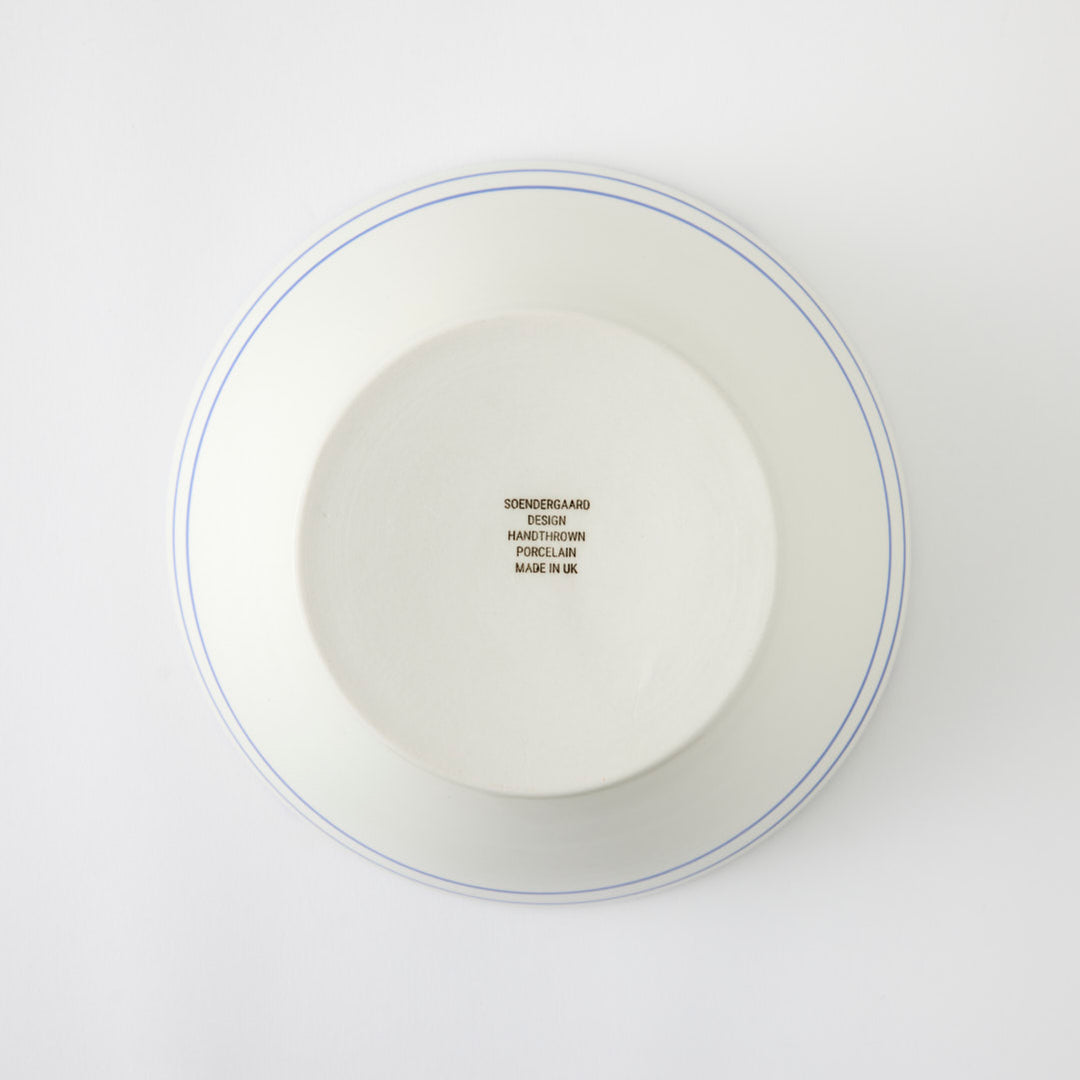 Handmade Salad Bowl with Blue Stripe