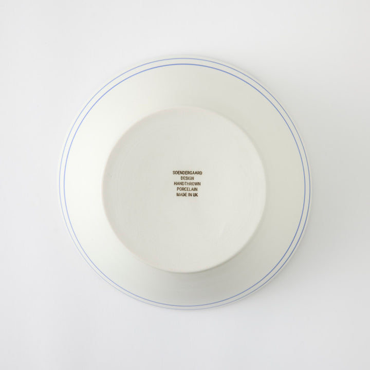 Handmade Salad Bowl with Blue Stripe