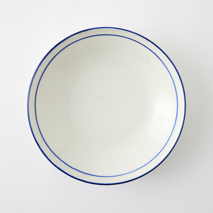 Handmade Pasta Bowl with Blue Stripe
