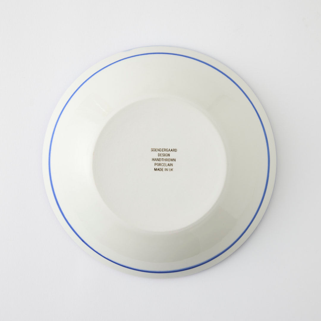 Handmade Pasta Bowl with Blue Stripe