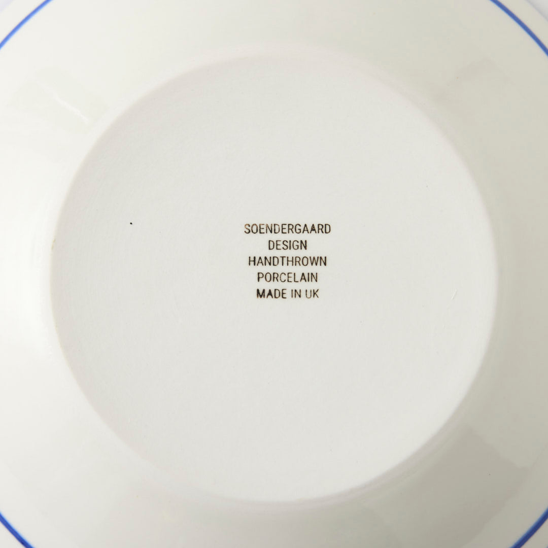 Handmade Pasta Bowl with Blue Stripe