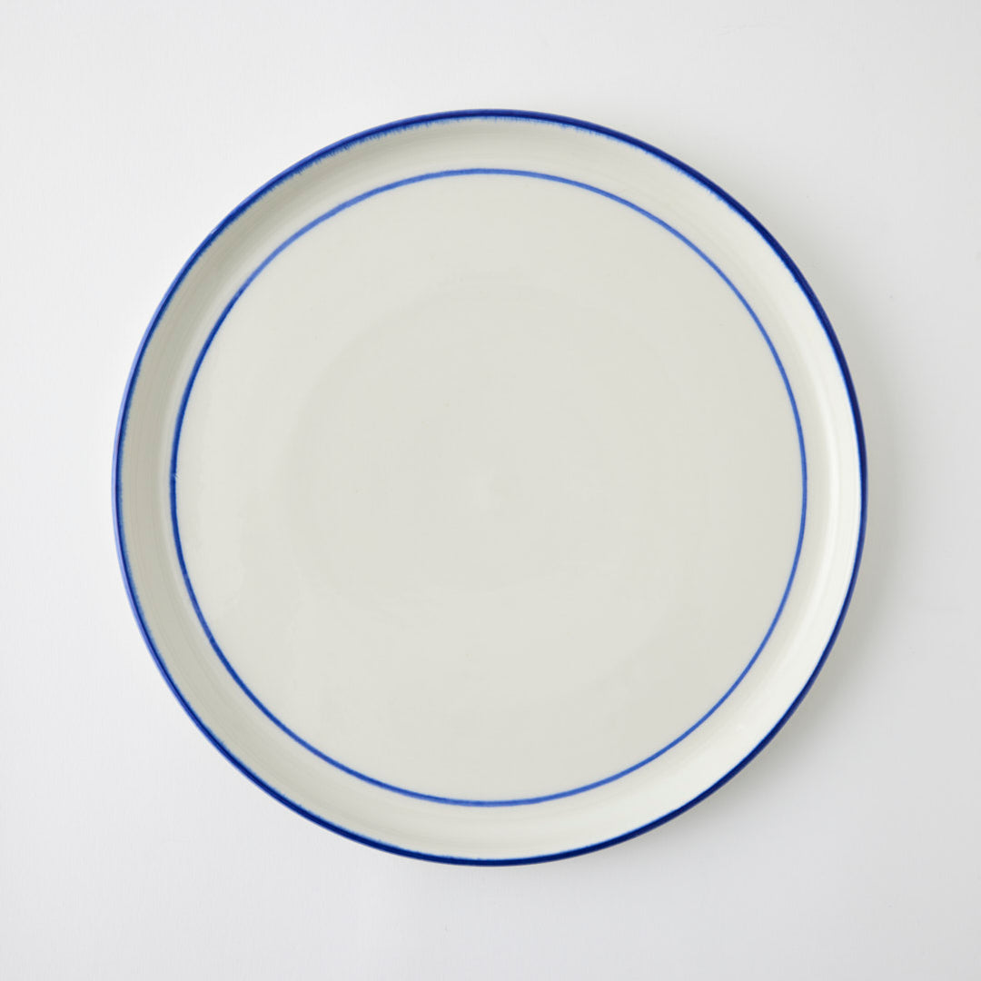 Handmade Dinner Plate with Blue Stripe