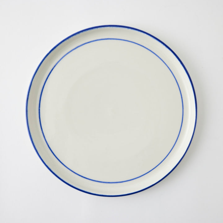 Handmade Dinner Plate with Blue Stripe