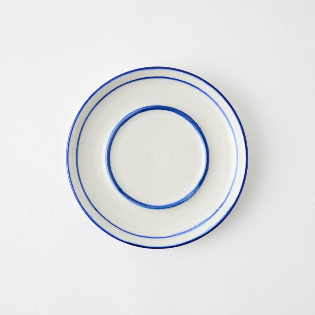 Handmade Cup and Saucer with Blue Stripe