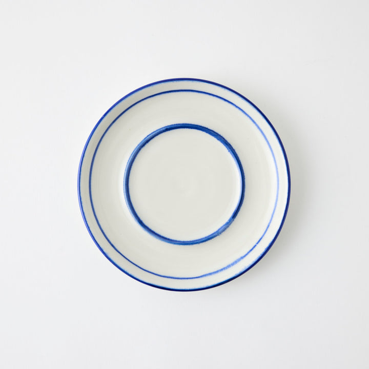 Handmade Cup and Saucer with Blue Stripe