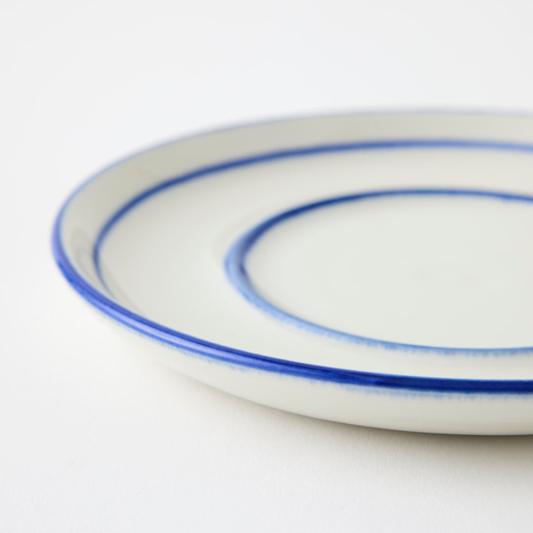 Handmade Cup and Saucer with Blue Stripe